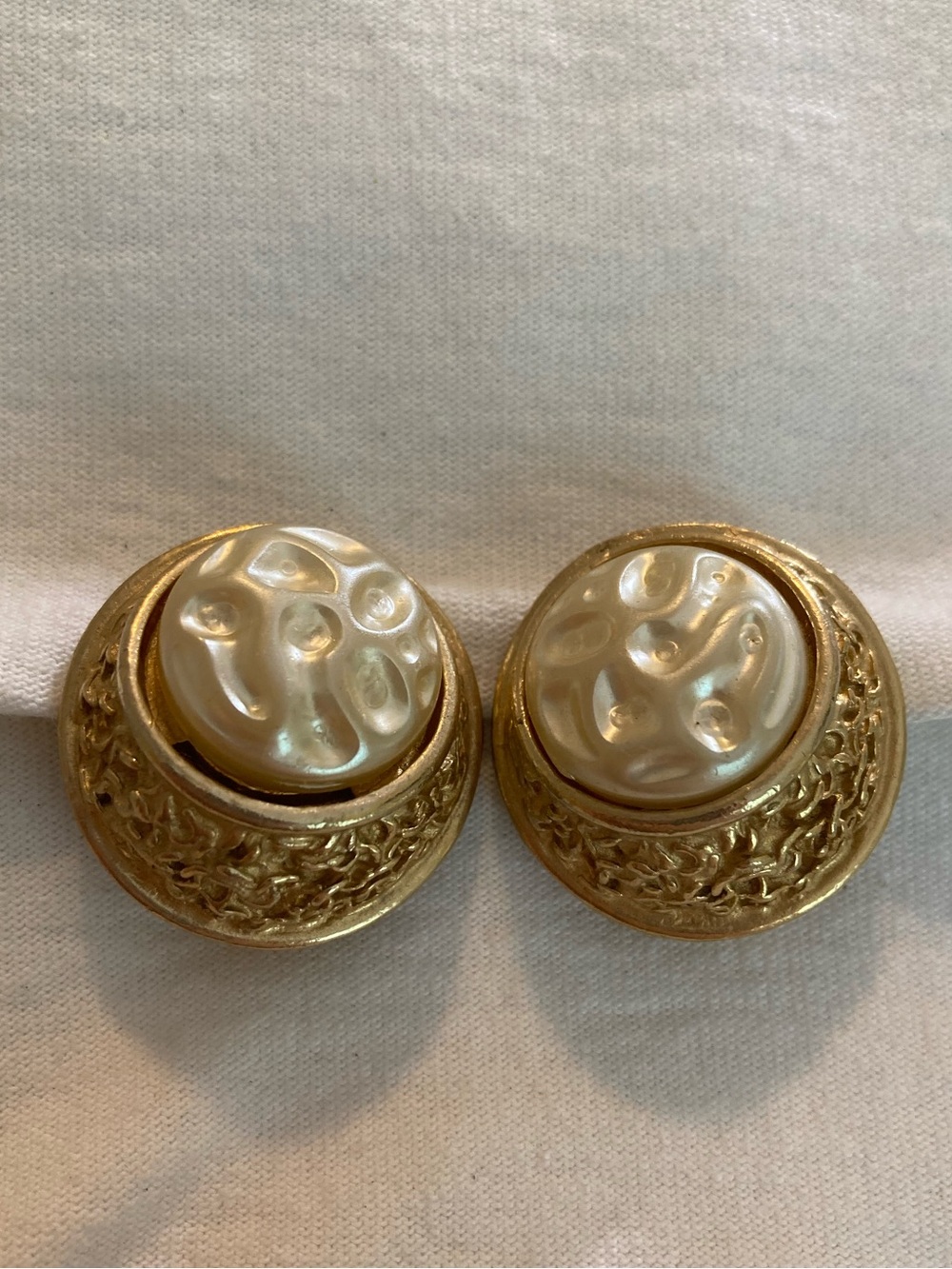 Vintage Clip on Earrings with Faux Mabe’ Pearls